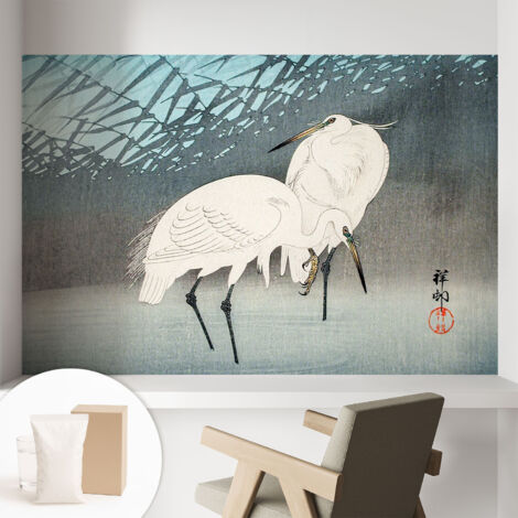 Papier peint intissé avec imprimé pour décoration intérieure pour rénovation a motif - Colle incluse gratuite Oiseaux délicats 104x70 cm (1/5)