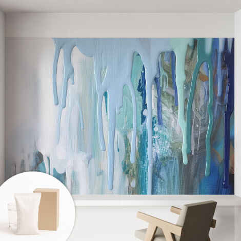 Papier peint intissé mural classique avec imprimé motifs décoratifs design élégant non‑tissé Cascades bleues 152x104 cm (1/5)