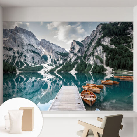 Papier peint intissé avec imprimé pour intérieur moderne application facile a motif - Colle incluse gratuite Panorama montagneux 152x104 cm (1/5)