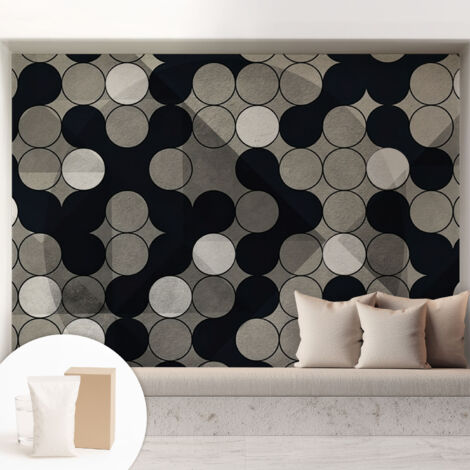 Papier peint intissé décoratif pour salon chambre et cuisine Facile à poser avec colle Cercles géométriques 208x146 cm (1/5)
