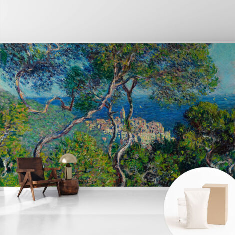 Papier peint intissé pour salon chambre à coucher peint imprimé pour mur - Colle incluse gratuite Vues méditerranéennes 416x254 cm (1/5)