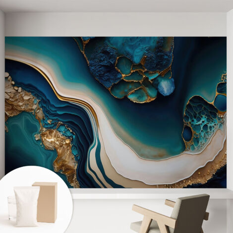 Papier peint décoratif avec colle pour salon, chambre à coucher et bureau – Design moderne et facile à poser Abstrait coloré 152x104 cm (1/5)