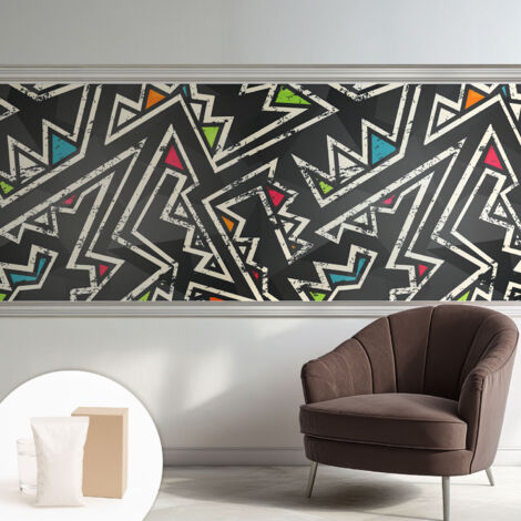 Papier peint intissé décoratif pour salon chambre et cuisine Facile à poser avec colle Géométrie énergique 250x104 cm (1/5)