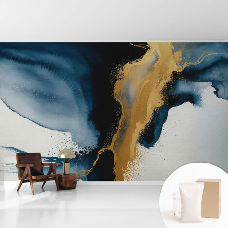 Papier peint intissé avec imprimé pour décoration intérieure pour rénovation a motif - Colle incluse gratuite Abstraction colorée 416x254 cm (1/5)