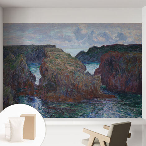 Papier peint intissé mural pour salon chambre à coucher tendance et originale - Colle incluse gratuite Côte rocheuse 152x104 cm (1/5)