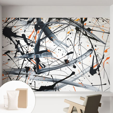 Papier peint intissé avec imprimé pour décoration intérieure pour rénovation a motif - Colle incluse gratuite Chaos énergique 152x104 cm (1/5)