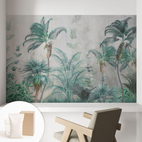 Papier peint intissé pour salon chambre à coucher peint imprimé pour mur - Colle incluse gratuite Oasis exotique 104x70 cm (1/5)