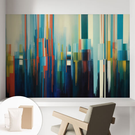 Papier peint intissé décoratif avec motifs pour salon et chambre a motif - Colle incluse gratuite Rayures abstraites 104x70 cm (1/5)