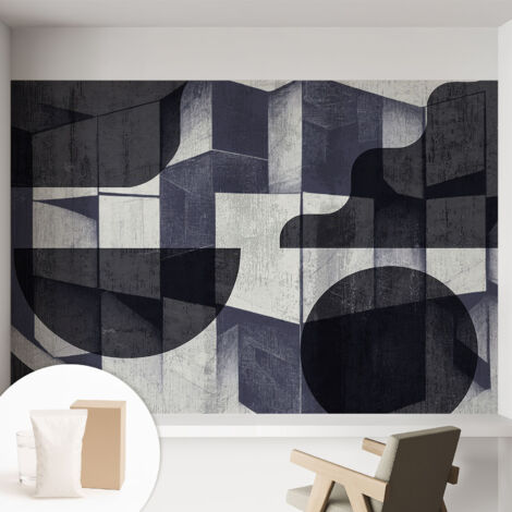 Papier peint intissé décoratif pour salon chambre et cuisine Facile à poser avec colle Symétrie géométrique 152x104 cm (1/5)