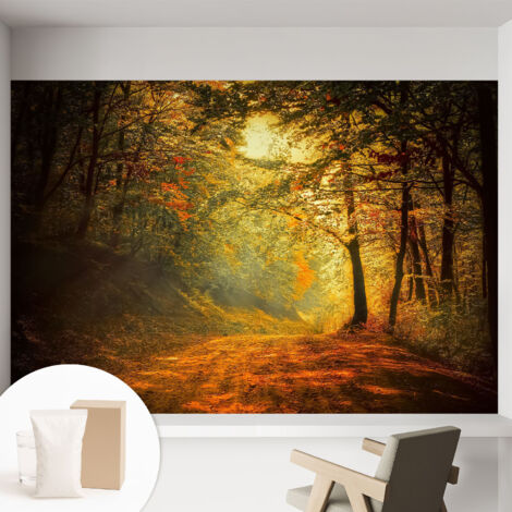 Papier peint intissé mural pour salon chambre à coucher tendance et originale - Colle incluse gratuite Paysage d'automne 152x104 cm (1/5)