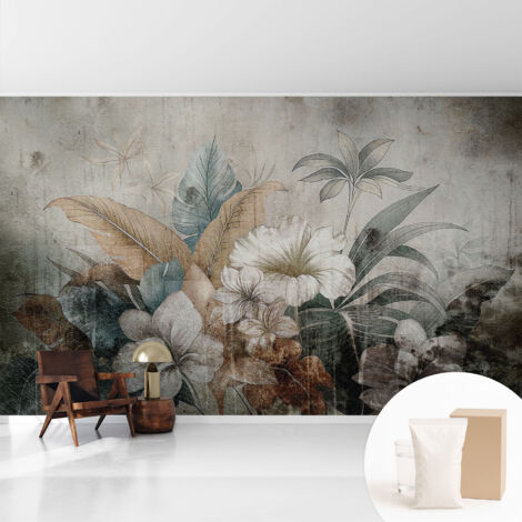 Papier peint intissé mural classique avec imprimé motifs décoratifs design élégant non‑tissé Rêve floral 416x254 cm (1/5)