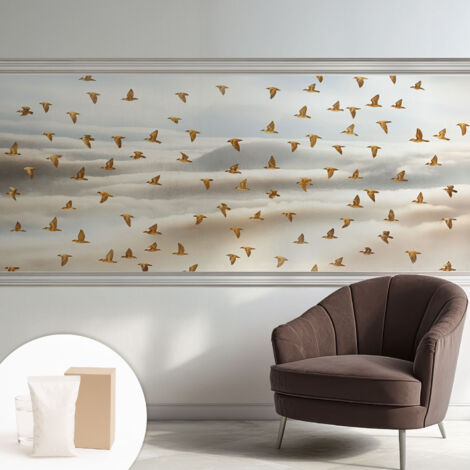 Papier peint intissé décoratif pour salon chambre et cuisine Facile à poser avec colle Oiseaux en vol 250x104 cm (1/5)