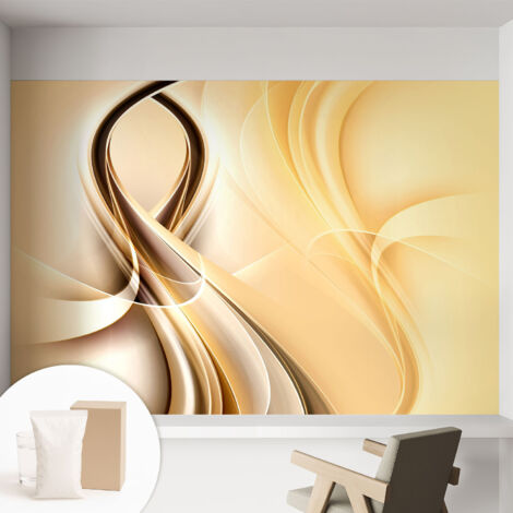 Papier peint intissé décoratif avec motifs pour salon et chambre a motif - Colle incluse gratuite Lignes ondulantes 152x104 cm (1/5)