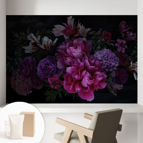 Papier peint intissé mural classique avec imprimé motifs décoratifs design élégant non‑tissé Élégance florale 104x70 cm (1/5)