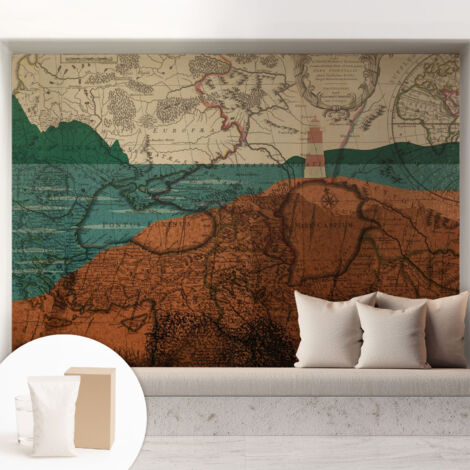 Papier peint intissé avec imprimé pour intérieur moderne application facile a motif - Colle incluse gratuite Carte historique 208x146 cm (1/5)