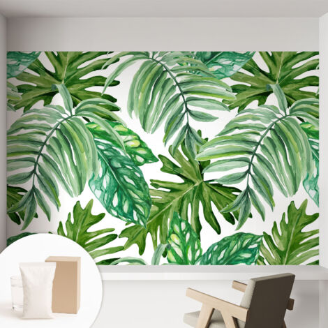 Papier peint avec colle pour décoration moderne de salon chambre à coucher cuisine et bureau Facile Feuilles exotiques 152x104 cm (1/5)