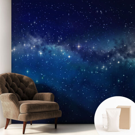 Papier peint intissé pour salon chambre à coucher peint imprimé pour mur - Colle incluse gratuite Nuit étoilée 250x250 cm (1/5)