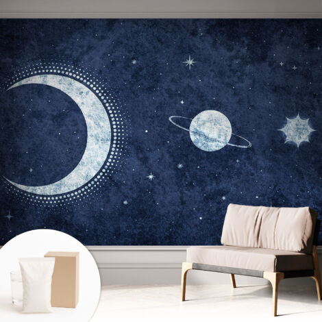 Papier peint intissé décoratif pour chambre et salon Design moderne à poser facilement - Colle incluse gratuite Motif étoilé 312x219 cm (1/5)
