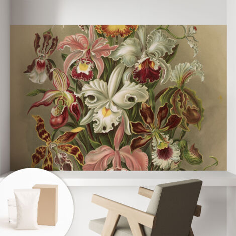 Papier peint intissé pour salon chambre à coucher peint imprimé Installation facile - Colle incluse gratuite Élégance florale 104x70 cm (1/5)