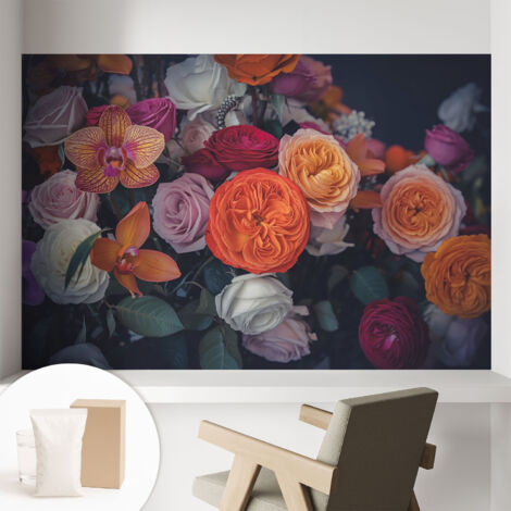 Papier peint intissé mural installation rapide du papier peint durable et résistante - Colle incluse gratuite Bouquet coloré 104x70 cm (1/5)