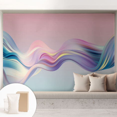 Papier peint intissé décoratif pour salon chambre et cuisine Facile à poser avec colle Vagues colorées 208x146 cm (1/5)