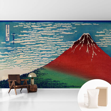 Papier peint intissé avec imprimé pour décoration intérieure pour rénovation a motif - Colle incluse gratuite La montagne rouge 416x254 cm (1/5)