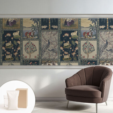 Papier peint intissé avec imprimé pour décoration intérieure pour rénovation a motif - Colle incluse gratuite Scène romantique 250x104 cm (1/5)