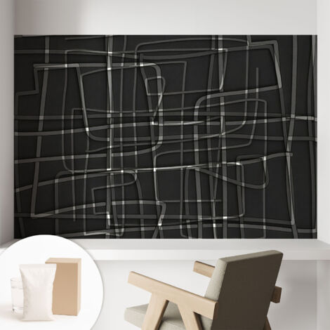 Papier peint décoratif avec colle pour salon, chambre à coucher et bureau – Design moderne et facile à poser Lignes abstraites 104x70 cm (1/5)