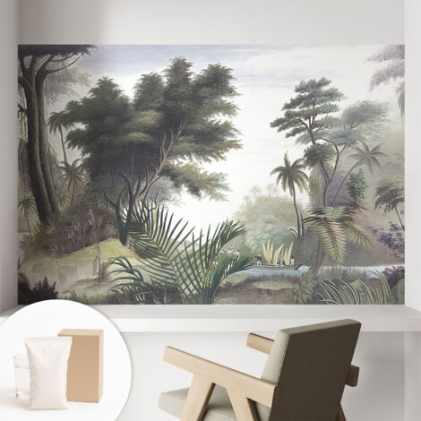 Papier peint intissé décoratif avec colle pour salon chambre et bureau Installation rapide Paysage exotique 104x70 cm (1/5)