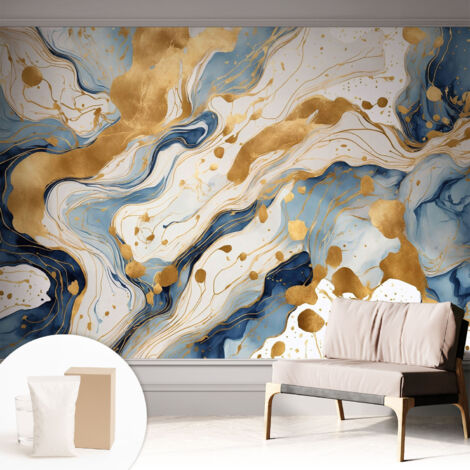 Papier peint intissé avec imprimé pour décoration intérieure pour rénovation a motif - Colle incluse gratuite Élégance abstraite 312x219 cm (1/5)