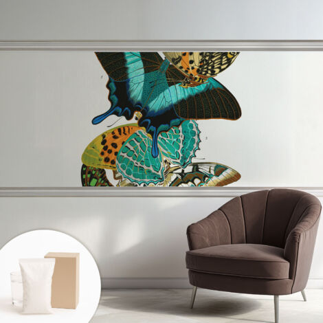 Papier peint intissé avec imprimé pour décoration intérieure pour rénovation a motif - Colle incluse gratuite Papillons colorés 250x104 cm (1/5)