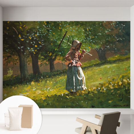 Papier peint intissé mural classique avec imprimé motifs décoratifs design élégant non‑tissé Après-midi d'automne 152x104 cm (1/5)