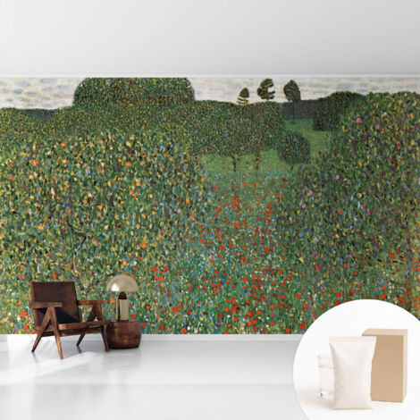 Papier peint intissé mural avec colle pour salon et chambre Décoration murale rapide - Colle incluse gratuite Prairie fleurie 416x254 cm (1/5)