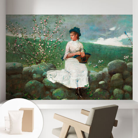Papier peint intissé pour salon chambre à coucher peint imprimé pour mur - Colle incluse gratuite Calme floral 104x70 cm (1/5)