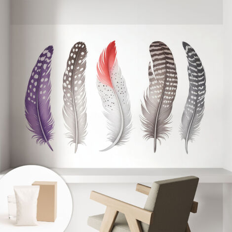 Papier peint intissé avec imprimé pour intérieur moderne application facile a motif - Colle incluse gratuite Plumes à motifs 104x70 cm (1/5)