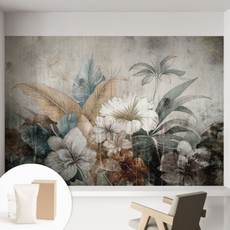 Papier peint intissé mural classique avec imprimé motifs décoratifs design élégant non‑tissé Rêve floral 152x104 cm (1/5)