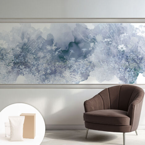 Papier peint intissé décoratif avec motifs pour salon et chambre a motif - Colle incluse gratuite Prairie fleurie 250x104 cm (1/5)