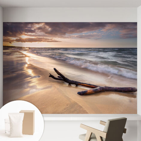 Papier peint intissé avec imprimé pour intérieur moderne application facile a motif - Colle incluse gratuite Plage occidentale 152x104 cm (1/5)