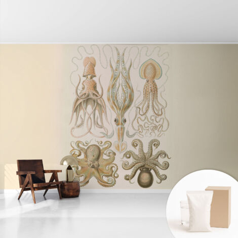 Papier peint intissé avec imprimé pour cuisine facile à appliquer pour mur pour salon a motif - Colle incluse gratuite Vie marine 416x254 cm (1/5)