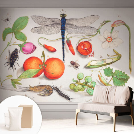 Papier peint intissé décoratif pour salon chambre et cuisine Facile à poser avec colle Illustration naturaliste 312x219 cm (1/5)