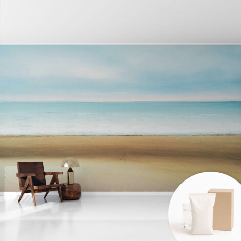 Papier peint intissé avec imprimé pour décoration intérieure pour rénovation a motif - Colle incluse gratuite Paysage côtier 416x254 cm (1/5)