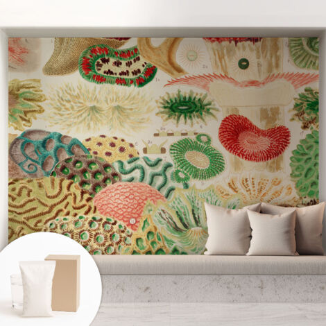 Papier peint intissé pour salon chambre à coucher peint imprimé Installation facile - Colle incluse gratuite Formes organiques 208x146 cm (1/5)