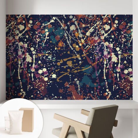 Papier peint intissé mural avec colle pour salon et chambre Décoration murale rapide - Colle incluse gratuite Abstraction colorée 104x70 cm (1/5)