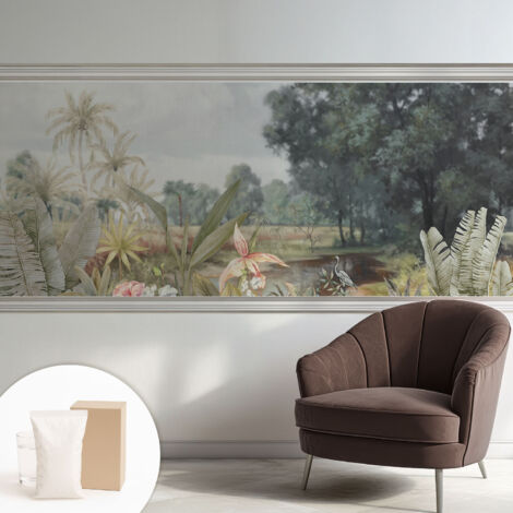 Papier peint intissé mural avec imprimé pour décoration pour salon pour chambre à coucher pour entrée Paysage exotique 250x104 cm