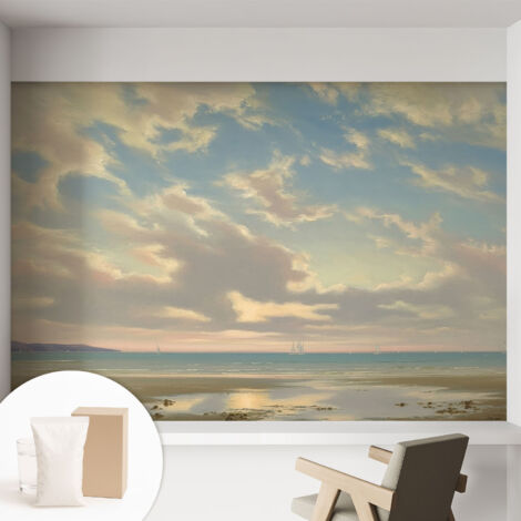 Papier peint intissé avec imprimé pour intérieur moderne application facile a motif - Colle incluse gratuite Rive paisible 152x104 cm (1/5)