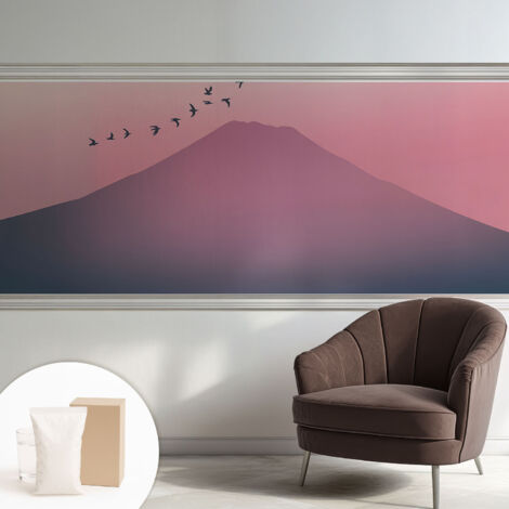 Papier peint intissé décoratif pour salon chambre et cuisine Facile à poser avec colle Coucher de soleil en montagne 250x104 cm (1/5)