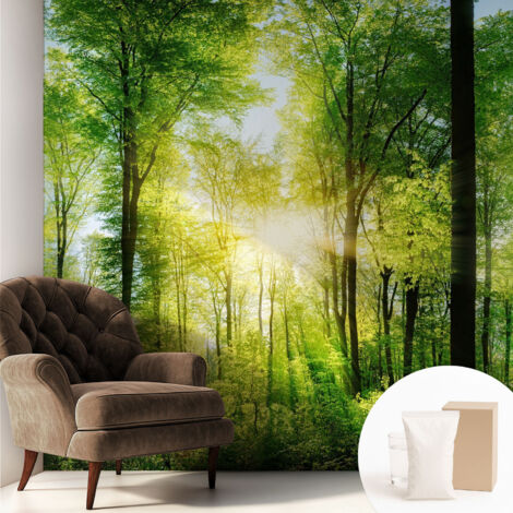 Papier peint intissé décoratif pour salon chambre et cuisine Facile à poser avec colle Harmonie de la forêt 250x250 cm (1/5)