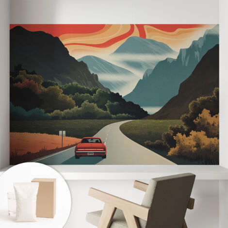 Papier peint intissé décoratif pour salon chambre et cuisine Facile à poser avec colle Aventure en montagne 104x70 cm (1/5)