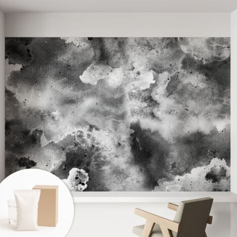 Papier peint intissé mural classique avec imprimé motifs décoratifs design élégant non‑tissé Nuages gris 152x104 cm (1/5)