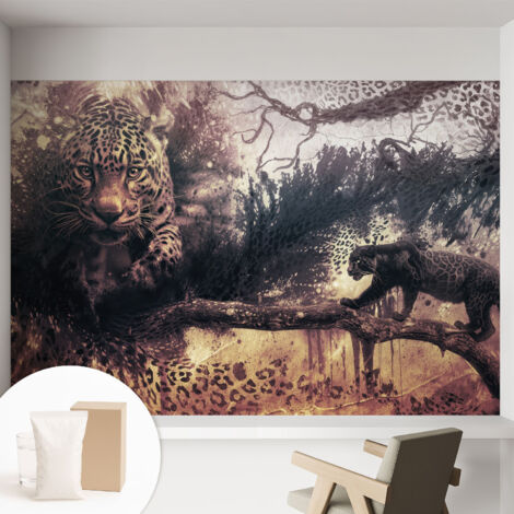 Papier peint intissé décoratif pour salon chambre et cuisine Facile à poser avec colle Motif forestier 152x104 cm (1/5)